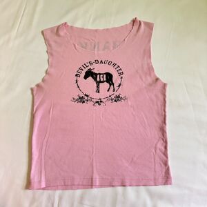 Pink Baby Tank Graphic Tee Cut Off Y2K Devils Daughter Hank 3